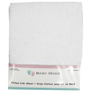 Baby Mode Flannel Crib Sheet - White