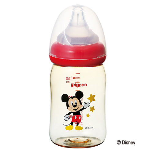 Pigeon Plastic Bottle With Silicone Nipple - Mickey Mouse SS 0-3 Months 160ml 0037