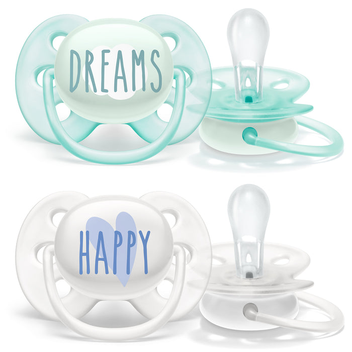 Avent Pacifier Ultra Soft Decos Mixed (Assorted) 0-6m PA-SCF22403