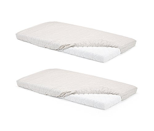 Stokke Home Bed Fitted Sheet 2pc - White/Beige Checks
