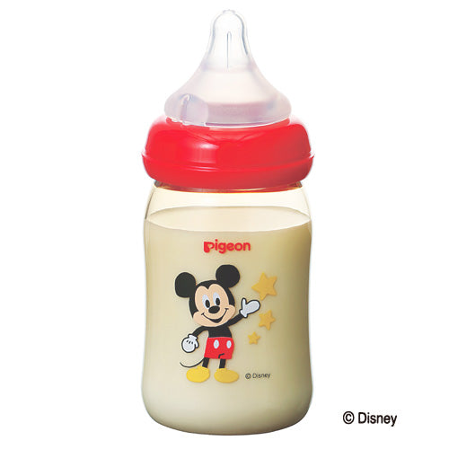Pigeon Plastic Bottle With Silicone Nipple - Mickey Mouse SS 0-3 Months 160ml 0037