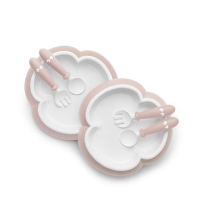 BABYBJÖRN Baby Plate, Spoon & Fork Powder Pink - 2 Sets (074064US)