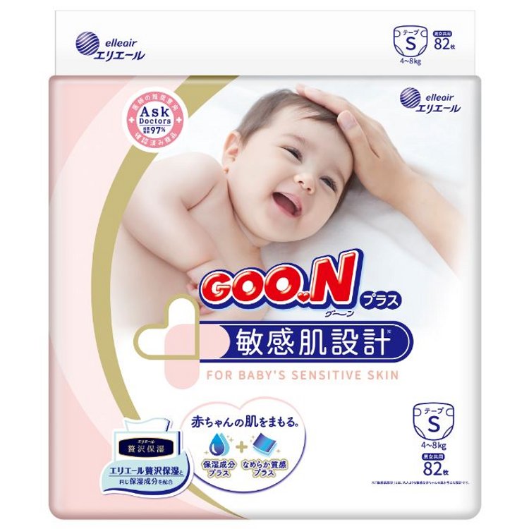 GOO.N Plus Sensitive Skin Diaper 82pk - Small