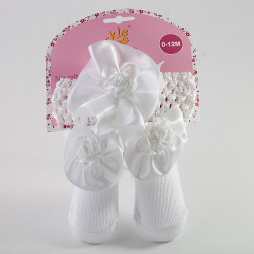 Tender Toes Girls White Novelty Headband and Booties 0-12 5662