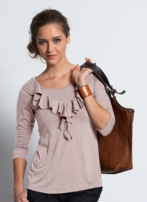 Mothers En Vogue Soft Ribbed Ruffle Top - Antique Rose