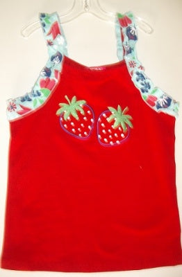 CR KIDS Ruched Sleeve Strawberry Tank Top - Red