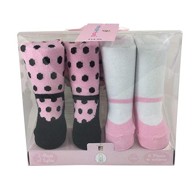 Tickle Toes Infant Tights Blk/White/Pink 0-6m 6726
