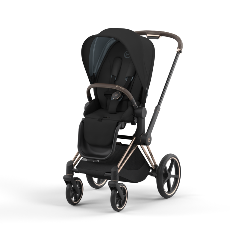 Cybex Priam4 Stroller - Rose Gold Frame with Deep Black Seat (ONE BOX)