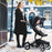 Mima Xari Stroller Black Chassis with Black Seat - Stone White Starter Pack