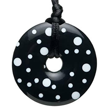 Teething Bling Pendant - Black w/White Dots