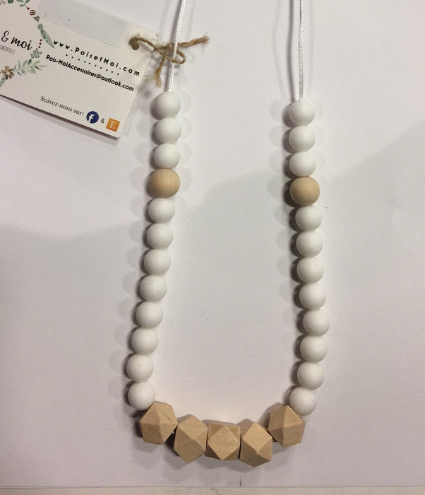 Mom Necklace "Wood and Me" By Pois Et Mois - White