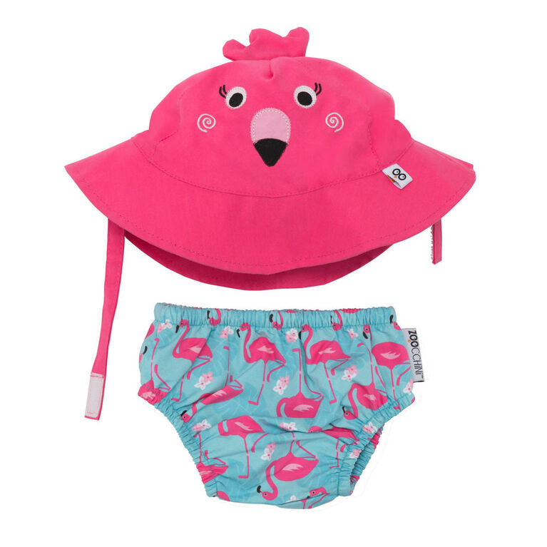 Zoocchini Swim Diaper & Sun Hat Set - Flamingo