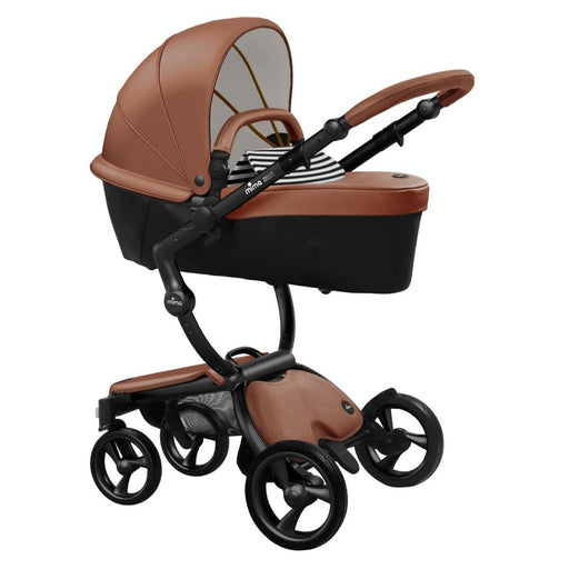 Mima Xari Stroller Black Chassis with Camel Seat - Black & White Stripes Starter Pack