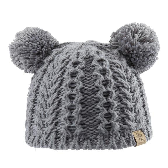 Bedford Knitted Beanie w/ Poms Grey BR01