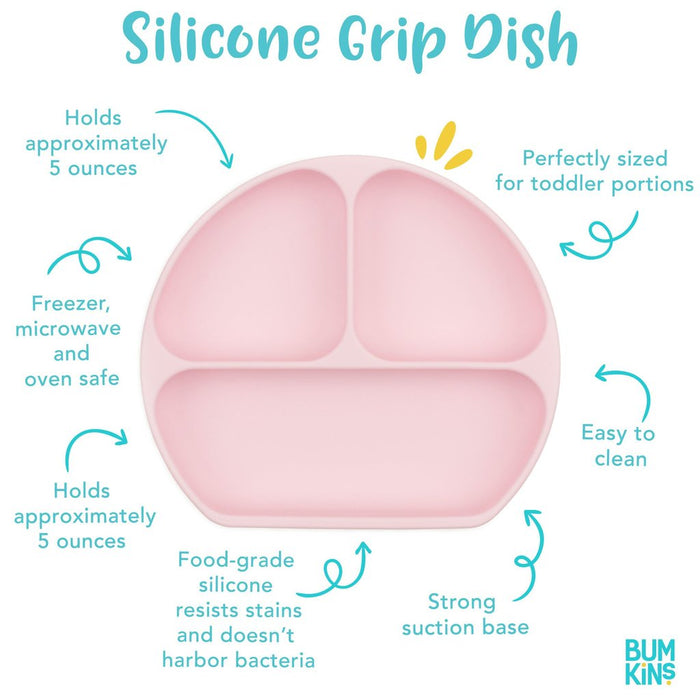 Bumkins Silicone Grip Dish Pink BK494