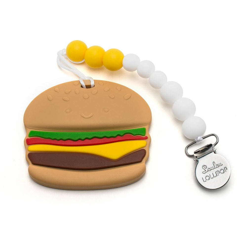 Loulou Lollipop Silicone Teether Holder Set - Burger