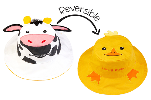 Flapjack Reversible Kids & Toddler Sun Hat - Cow/Yellow Duck