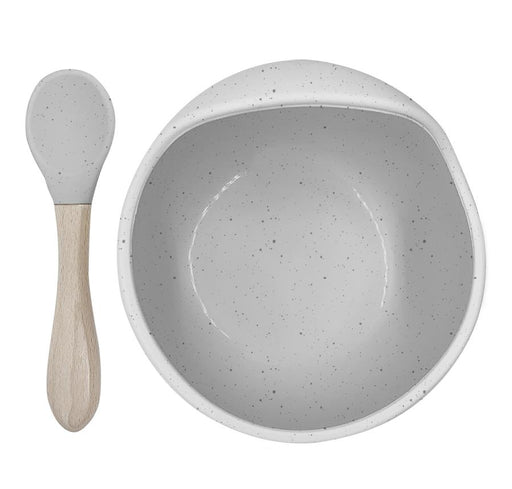 Kushies Siliscoop Bowl & Spoon Set - Day Dream Grey Speckle (F119-DDGSP)