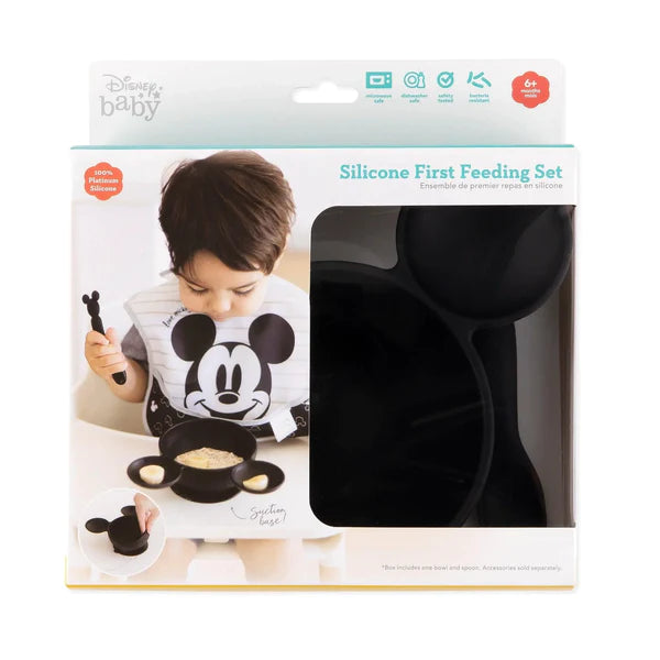 Bumkins Silicone First Feeding Set w/Lid & Spoon - Disney Mickey Mouse