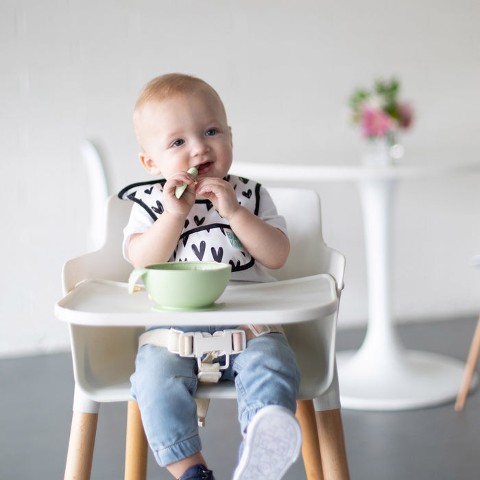 Bumkins Silicone First Feeding Set with Lid & Spoon - Sage