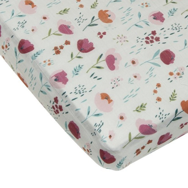 Loulou Lollipop Fitted Crib Sheet - Rosey Bloom