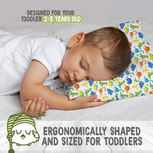 KeaBabies Toddler Pillow with Pillowcase - Happy Dino (KB023-009)