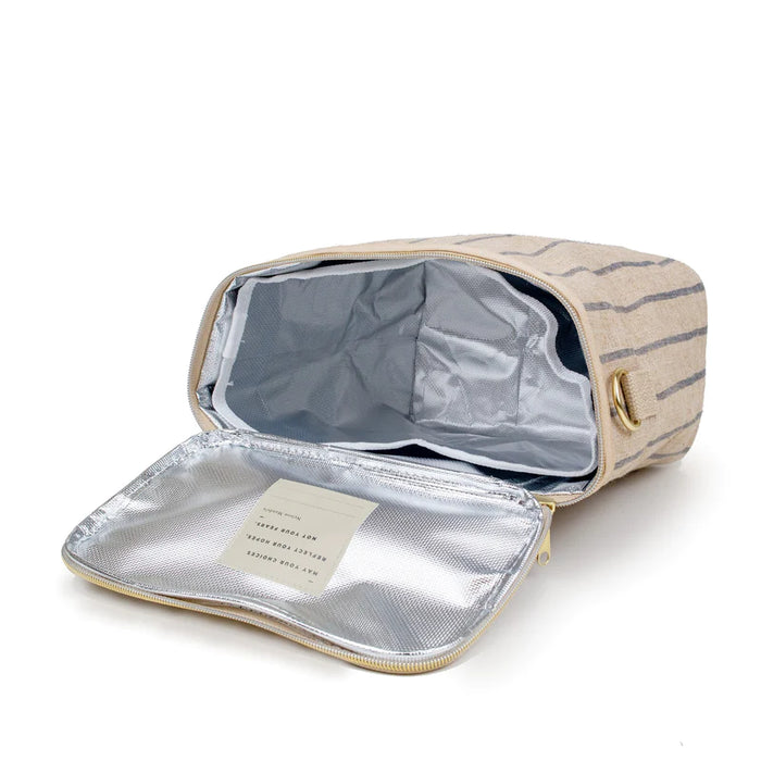 So Young Linen Lunch Poche - Slate Pinstripe