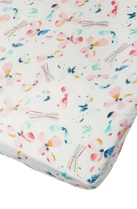 Loulou Lollipop Fitted Crib Sheet - Butterfly