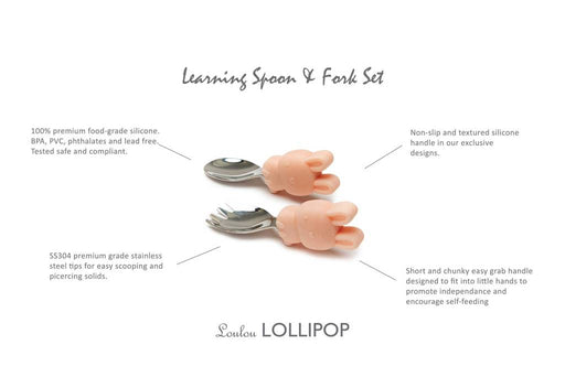 Loulou Lollipop Learning Spoon & Fork Set - Bunny