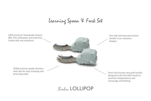 Loulou Lollipop Learning Spoon & Fork Set - Elephant