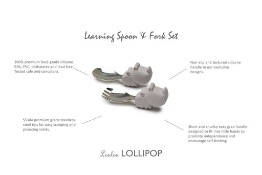 Loulou Lollipop Learning Spoon & Fork Set - Rhino