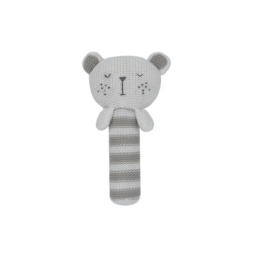 Living Textiles Cotton Knitted Rattle - Brooklyn Bear (223151)