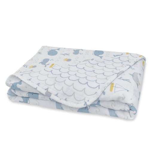 Living Textiles Muslin Stroller Blanket - Whale Of A Time 203277