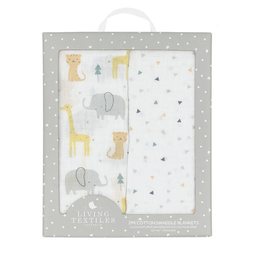 Living Textiles Muslin Swaddle Blankets- Animal Parade 2pk 710055