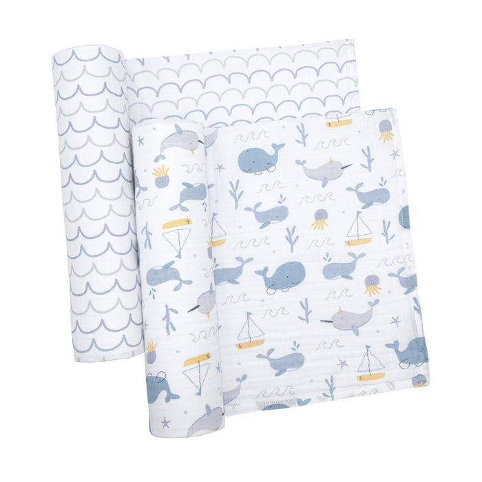 Living Textiles Muslin Swaddle Blankets - Whale Of A Time 2pk 710056