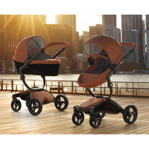 Mima Xari Stroller Black Chassis with Camel Seat - Sandy Beige Starter Pack