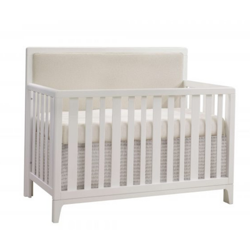 Natart Juvenile Kyoto Convertible Crib White with Talc linen Upholstered panel  (MARKHAM PICKUP ONLY)