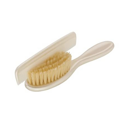Rotho Comb & Brush Natural Bristles - Pearl White Cream