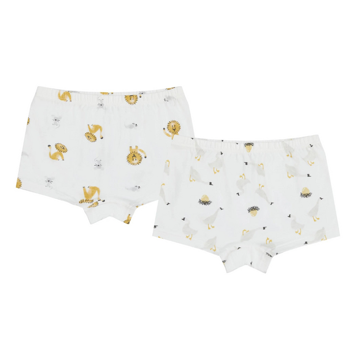Nest Designs Bamboo Boys Boxer Briefs Underwear (2 Pack) - The Lion & The Goose