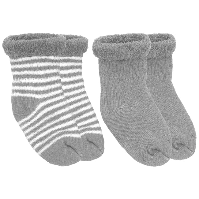 Kushies Terry Socks Grey Stripe Solid 0-3m (SK670-97)