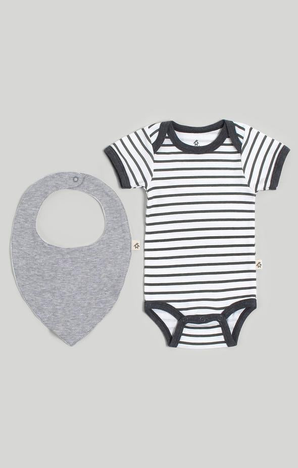 Snugabye Infant Cotton Bodysuit w/Bib Grey