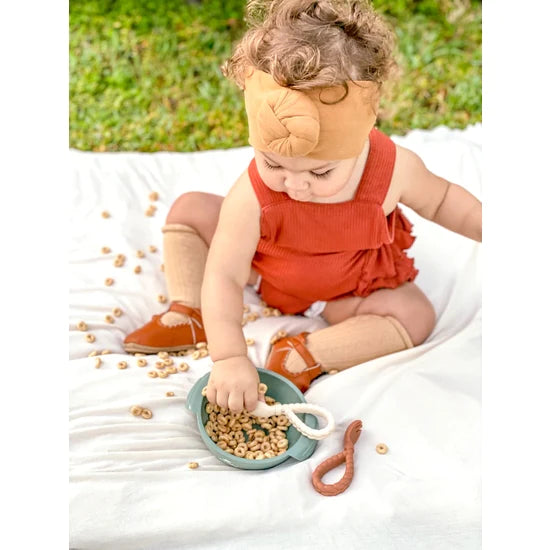 Itzy Ritzy Sweetie Silicone Baby Spoon Fork Set  - Buttercream & Toffee