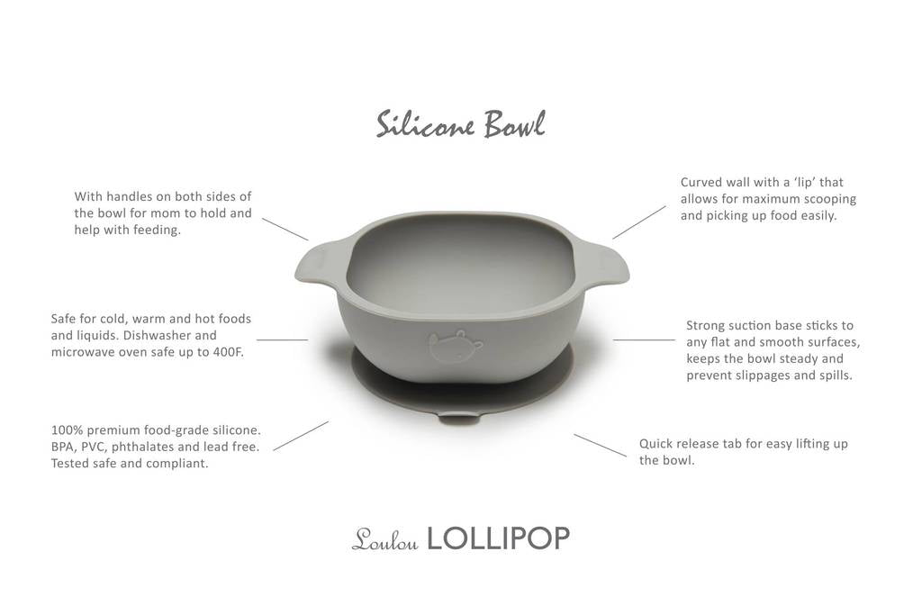 Loulou Lollipop Silicone Snack Bowl - Silver Grey
