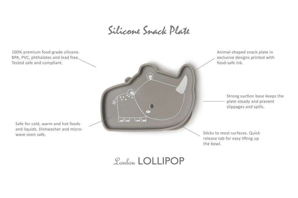 Loulou Lollipop Silicone Snack Plate - Rhino