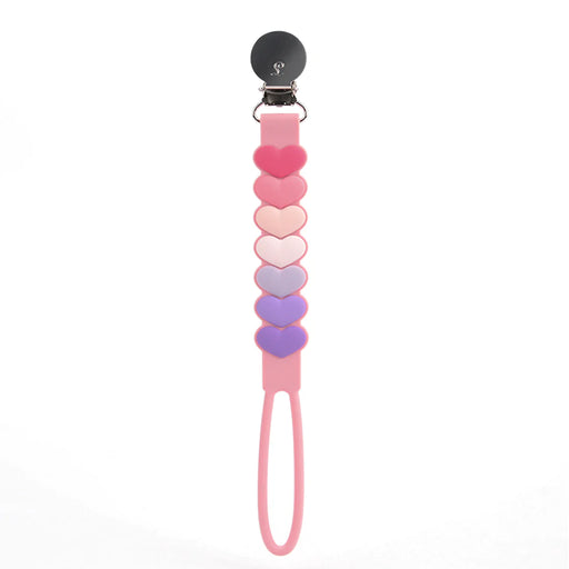 Loulou Silicone Pacifier Clip Sweetheart Pink