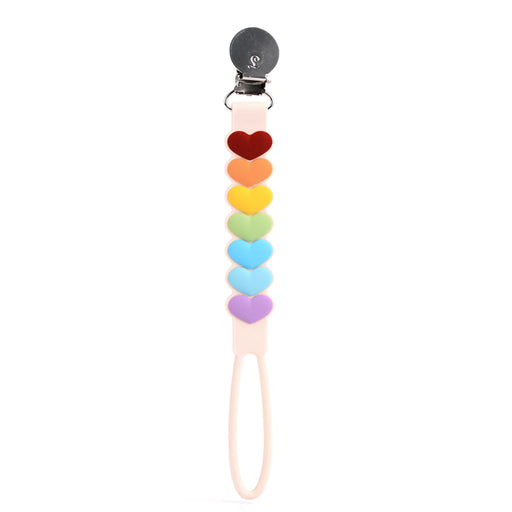 Loulou Silicone Pacifier Clip Sweetheart Rainbow