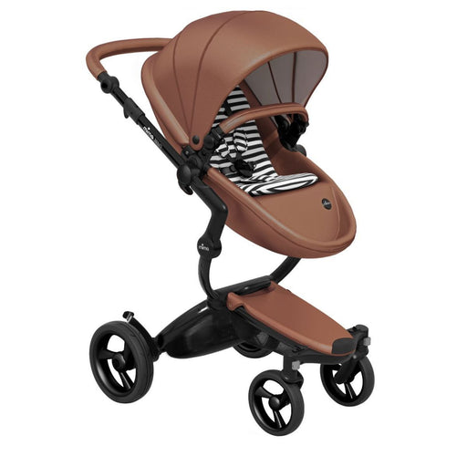 Mima Xari Stroller Black Chassis with Camel Seat - Black & White Stripes Starter Pack