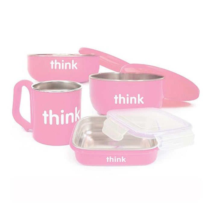 Thinkbaby Stainless Steel Complete Feeding Set - Pink - CanaBee Baby