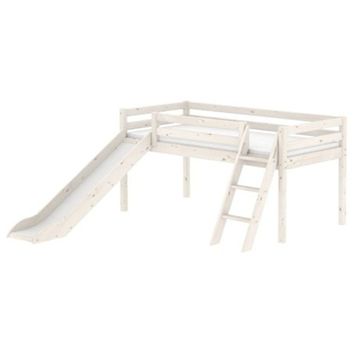 FLEXA Classic Mid-high Bed 190cm with Slide and Slanting Ladder with Integrated Handles
