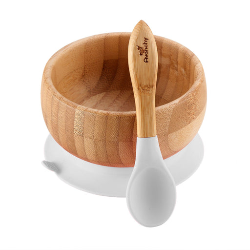 Avanchy-Baby Bamboo Bowl&Spoon White